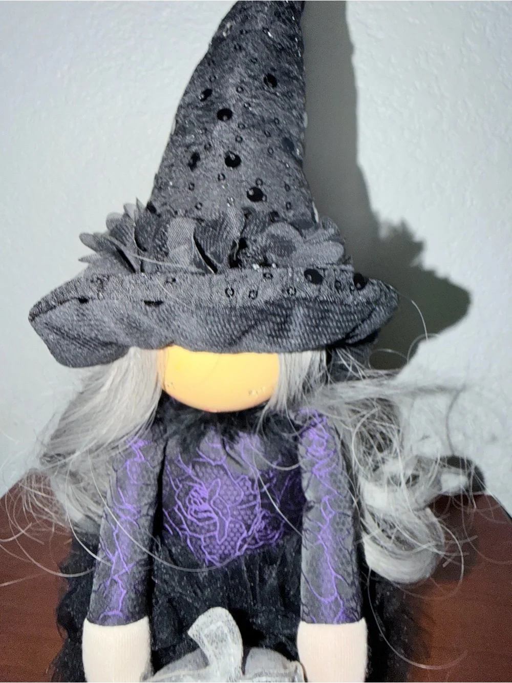 Bella Luxx Black and Purple Witch Doll with Silver Jack-O'-Lantern